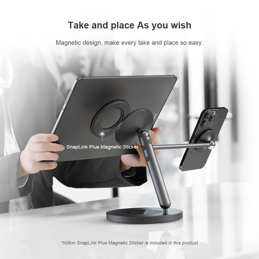 NILLKIN SnapBracnch Modular Devices Station Magnetic Mobile Phone Tablets Stand Holder with 360-Degree Rotating Base (Multitask Version) NILLKIN SnapBracnch Modular Devices Station Magnetic Mobile Phone Tablets Stand Holder with 360-Degree Rotating Base (Multitask Version)